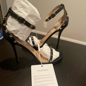 Valentino Rockstud Calfskin Platform Sandal 110mm